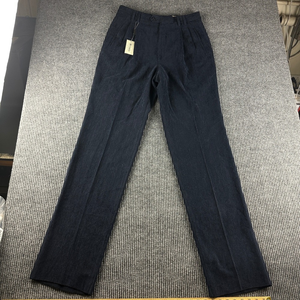 St. Croix Mens Navy Blue Wool Blend Pleated Trousers Dress Pants Italy 33R 6991